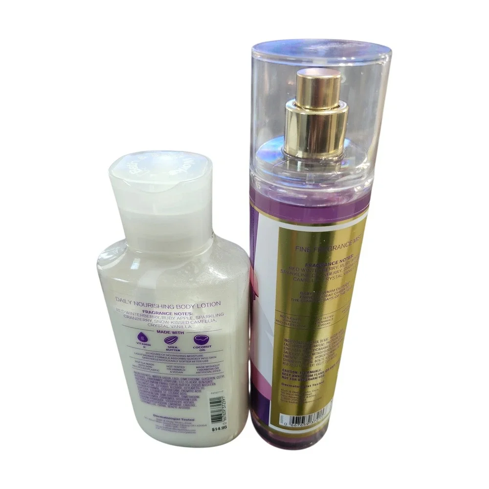 Bath &‎ Body Works Winterberry Wonder Berry Festive Mist & Lotion Set 2PC NEW